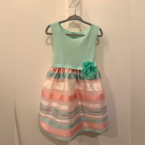 Pastel Striped Dress Girls 5T - Picture 3 of 4